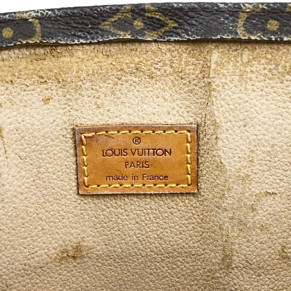 LOUIS VUITTON Logo Sac Plat Hand Tote Bag Monogram Leather Brown - Picture 3 of 15
